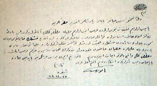 M. Kemal Paşa'nın gönderilmesine karşı Enver Paşa'nın padişaha yazdığı mektup
