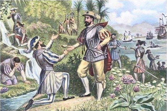 Juan Ponce de Leon gençlik çeşmesini keşfediyor