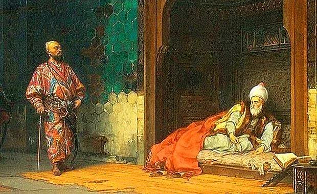 Yıldırım Sultan Bayezid ile Emir Timur'u tasvir eden bir resim