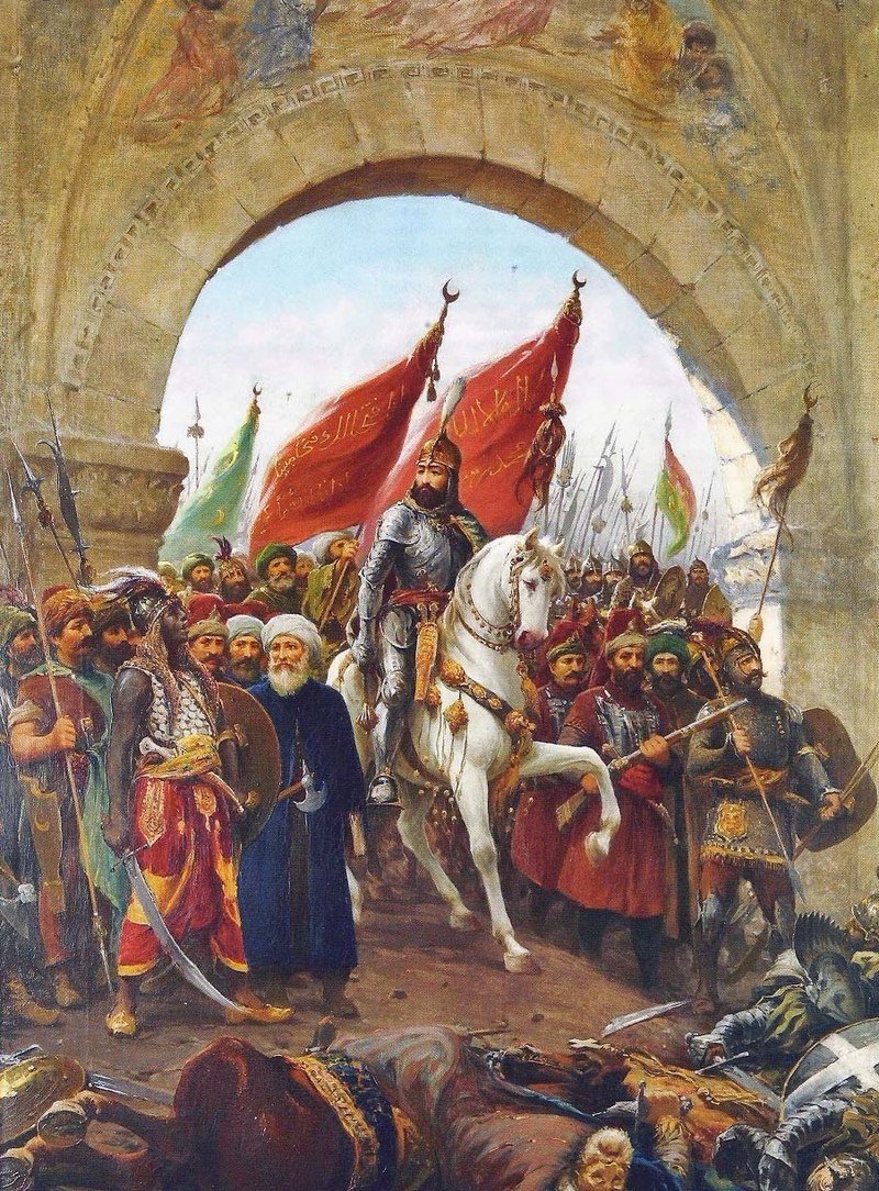 The entry of Sultan Mehmed II into Constantinople depicted in a painting by Fausto Zonaro. 