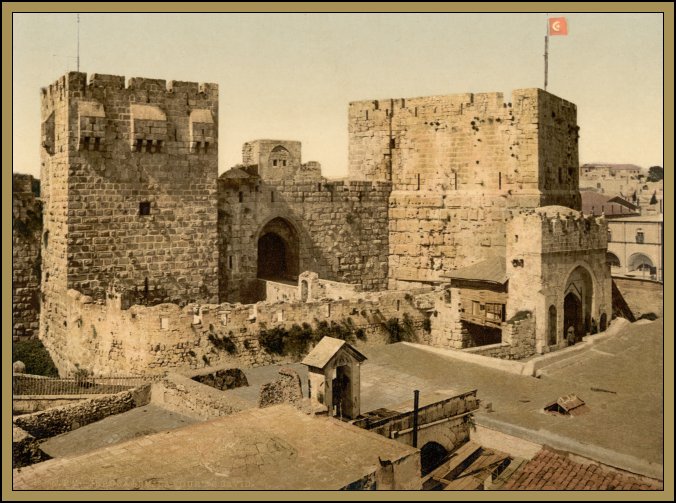 Ottoman flag on the walls of Jerusalem