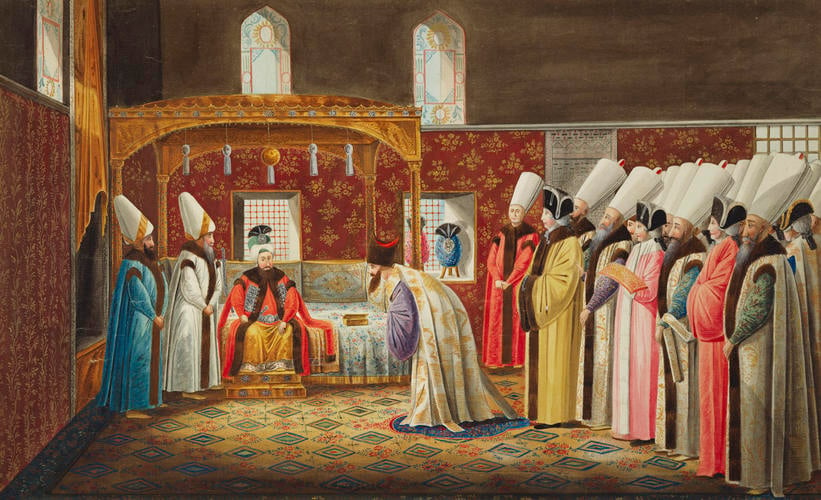 Sultan III. Mustafa'nın İngiliz elçisini kabulü - Tablo Francis Smith