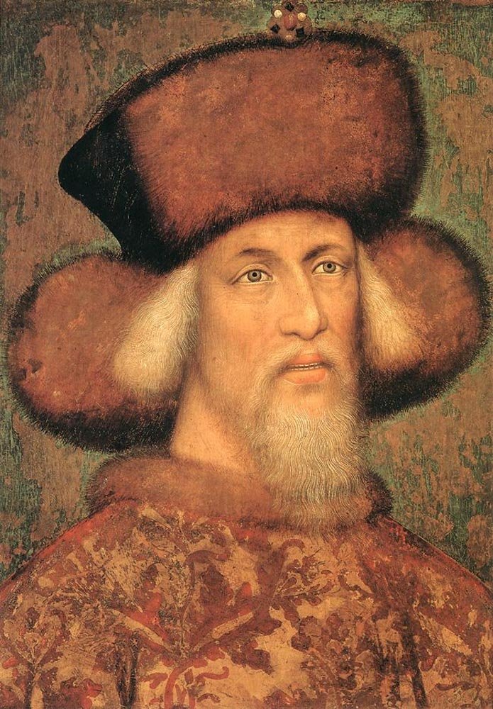 A portrait of Emperor Sigismund, aged approximately 65.