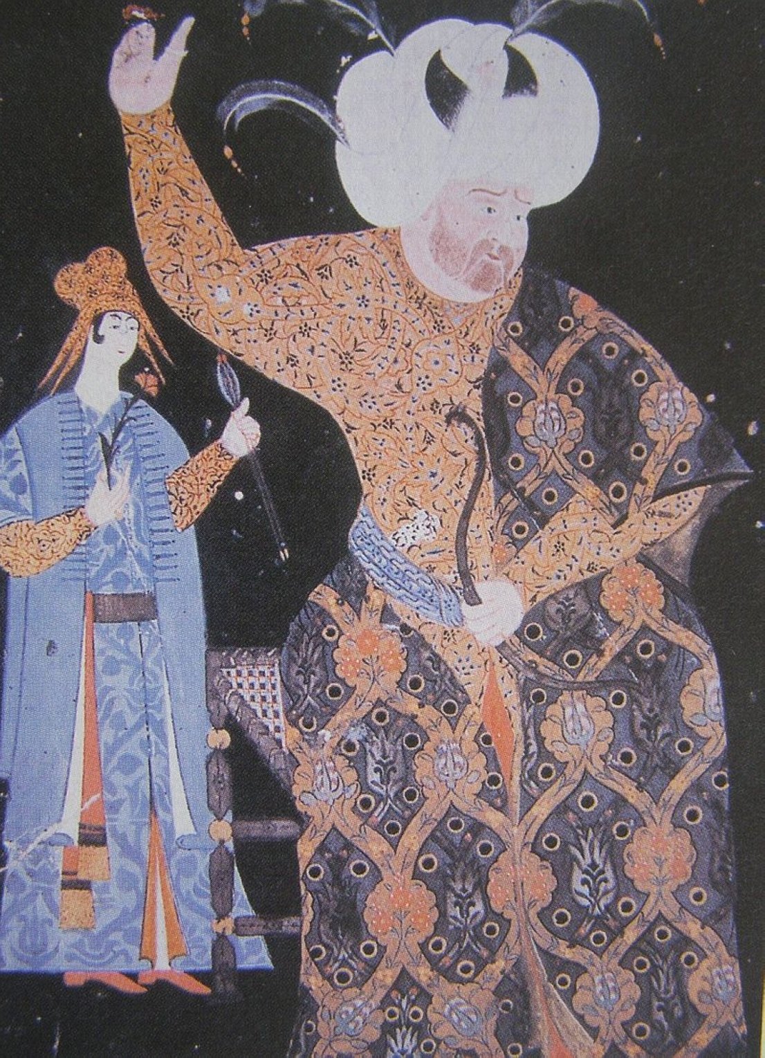A miniature depicts Sultan Selim II during hunting.