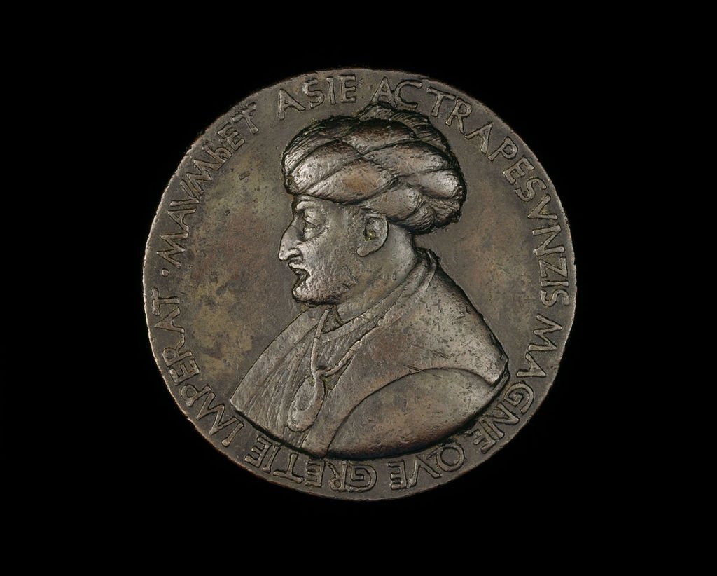 A bronze medal of Mehmed II by Bertoldo di Giovanni.