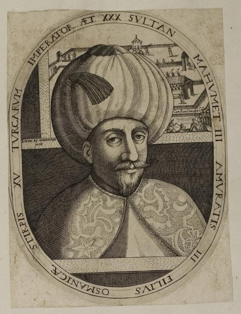 An engraving by Arolsen Klebeband depicts Mehmed III.