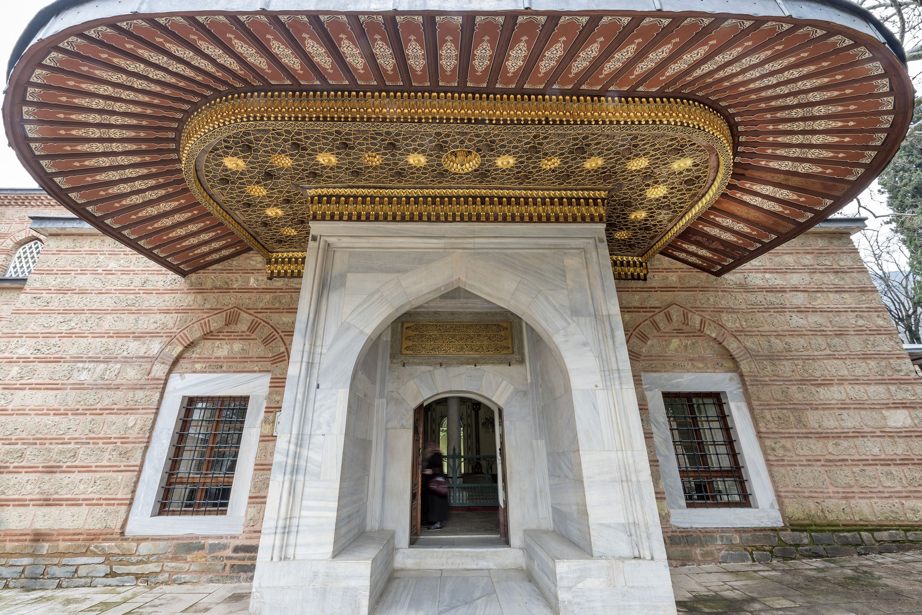 The entrance of the Sultan Murad II Tomb, Bursa, northwestern Turkey. 