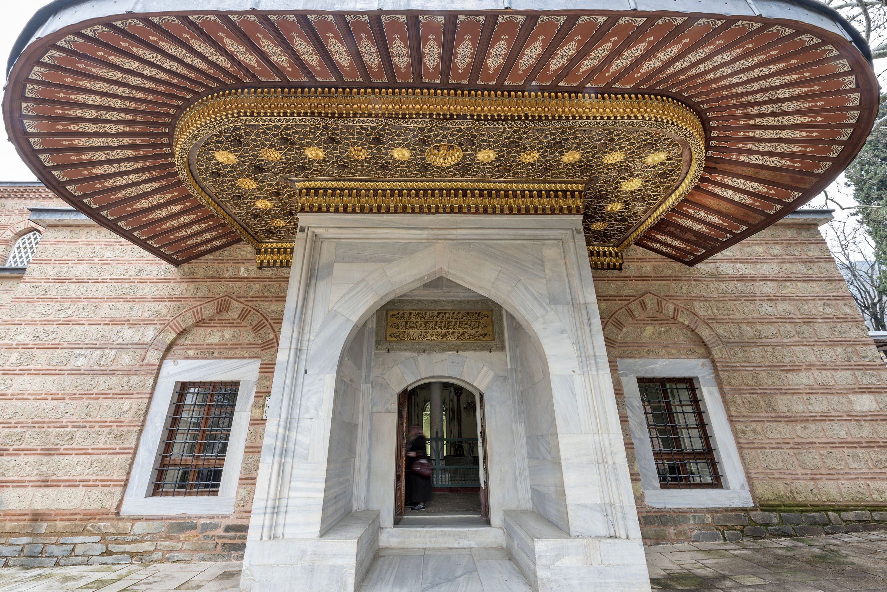 The entrance of the Sultan Murad II Tomb, Bursa, northwestern Turkey.