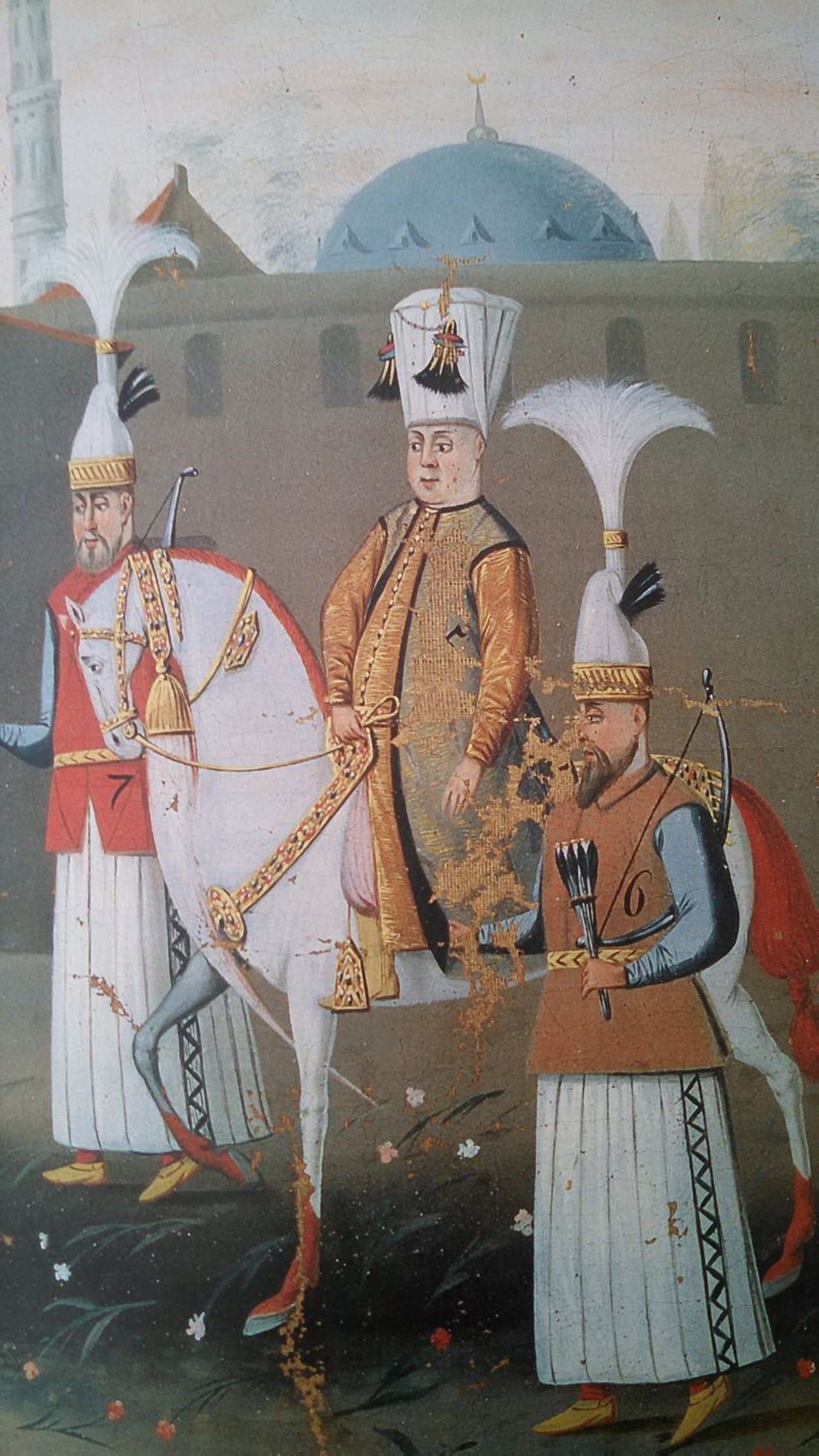 A depiction of Sultan Mehmed IV mounted on a horse at the age of 18.