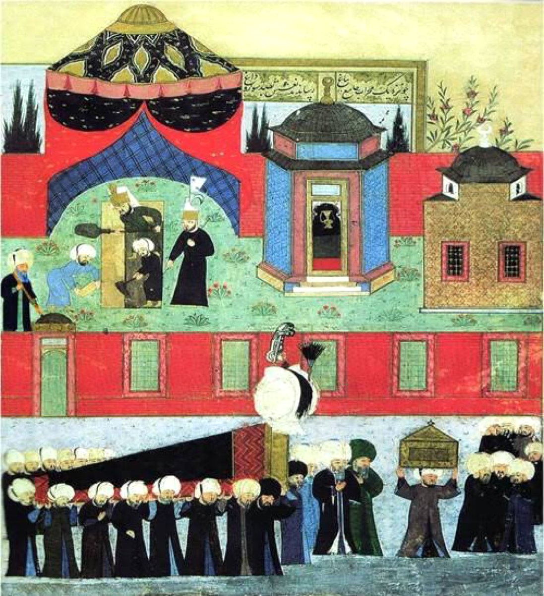 Kanuni Sultan Süleymanın naaşı türbesine götürülürken