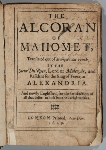 İlk İngilizce Kuran tercümesi 1649