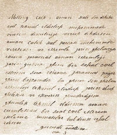 Mimar Melling'e Hadice Sultan'ın mektubu