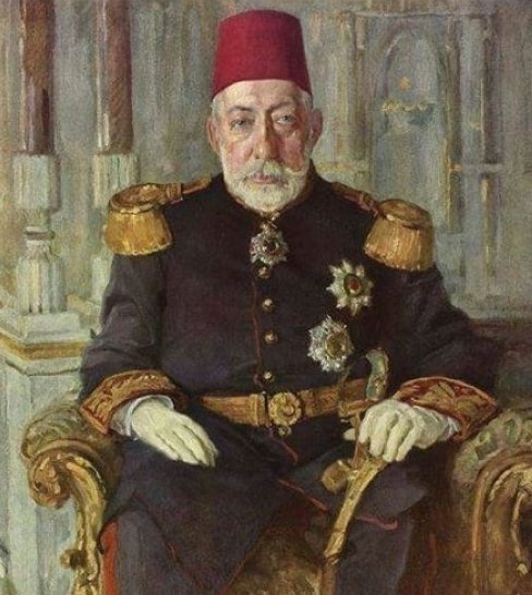 A portrait of Sultan Mehmed V.