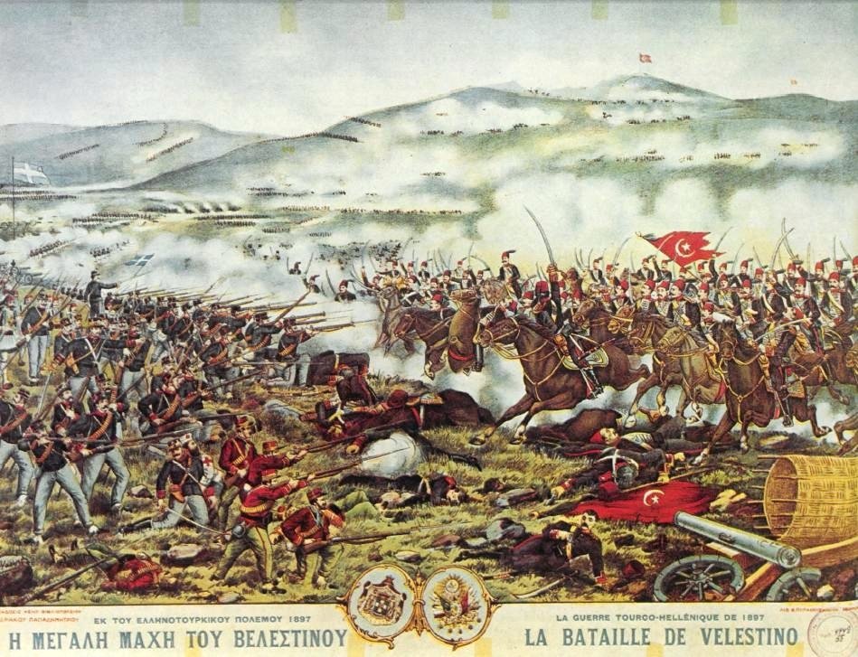  A Greek painting of the Battle of Velestino during the Greco-Turkish War of 1897. (Wikimedia)