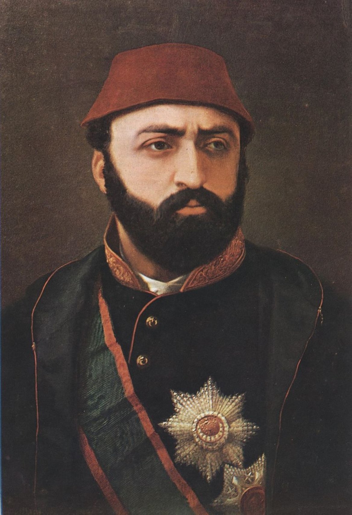 A portrait of Sultan Abdülaziz.