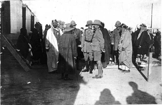 King Abdulaziz with British officers