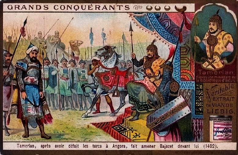 The defeated Sultan Bayezid I in the presence of Timur