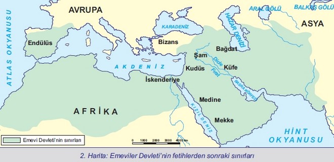 The borders of the Umayyad Empire