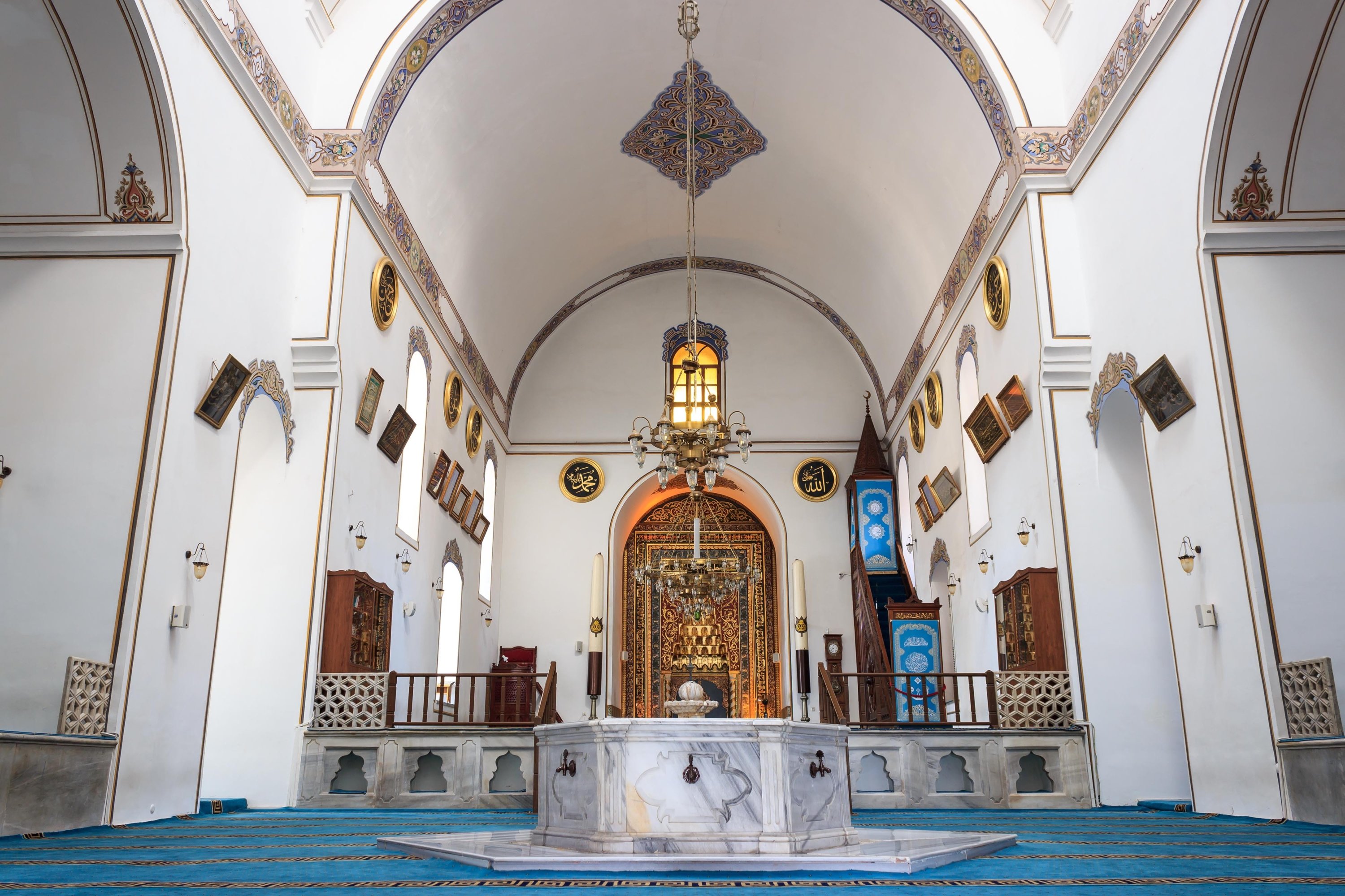 An interior view from the Hüdavendigar Mosque, commissioned by Sultan Murad I, Bursa, northwestern Turkey, March 13, 2020. 